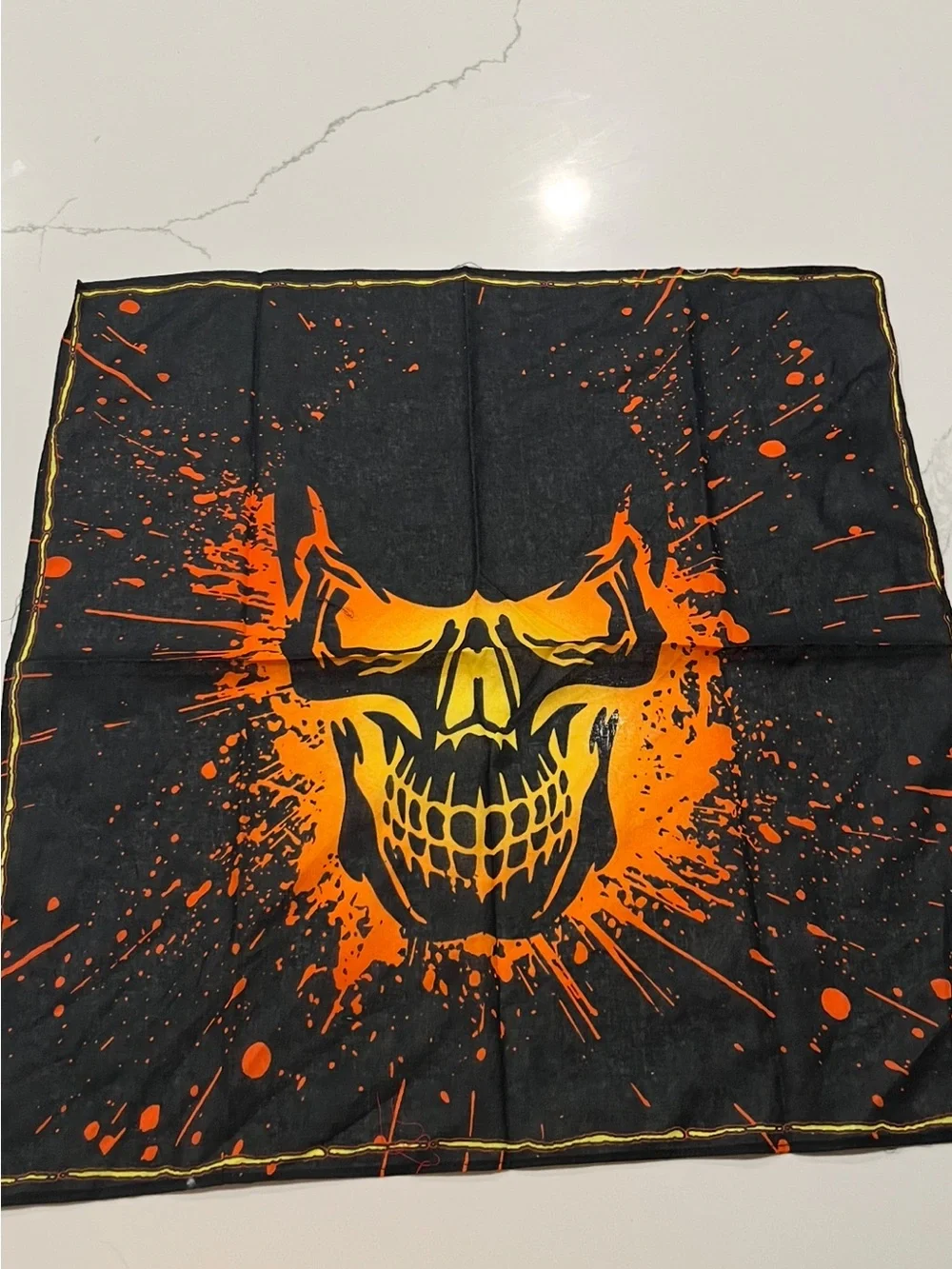 Black & Orange Skull Bandana Scarf